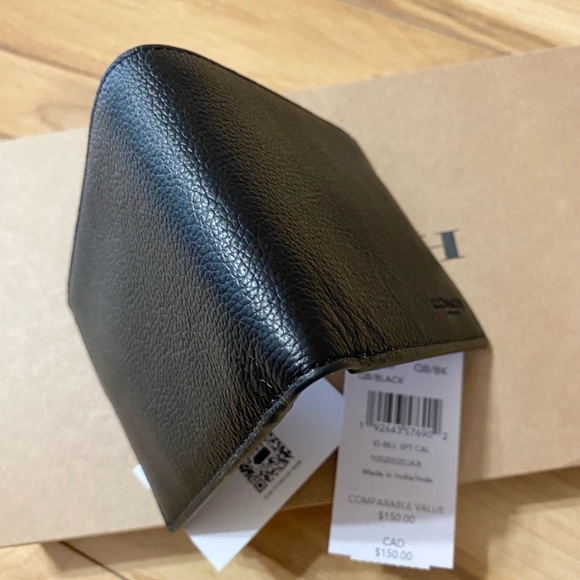 💯NEW/OUTSTOCK🆕Coach Men Wallet/with ID window/black/leather - Picture 4 of 5